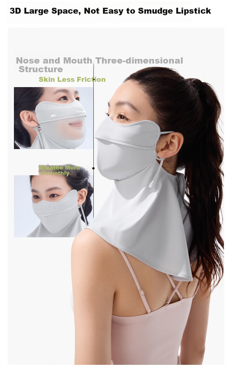 Beneunder Full Face Sun Protection Mask for Women, Neck Guard UV Protection Face Mask in Gray Lotus Pink AL342 5