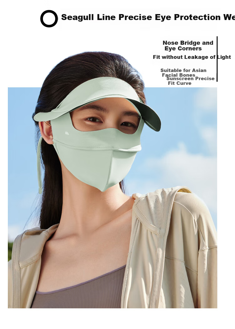 Beneunder Face Covering for Women with Brim, Full Face Sun Protection Mask, UV Protection Mask, Tea Mist Gree 4