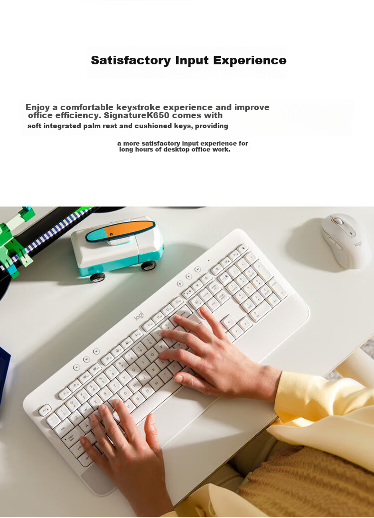 Logitech K650 Wireless Bluetooth Keyboard, Premium Series, Business Office Keyboard with Palm Rest, Dual-Mode Enterprise-Grade, with Logi Bolt Receiver, Commercial Version, Black, 113 Keys 3