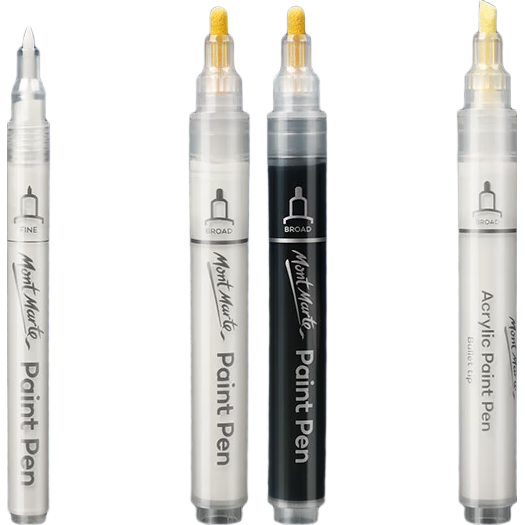 Mont Marte Acrylic Markers, Guka Acrylic Pens, Waterproof Hand-Drawing DIY Children's Acrylic Paint, White And Black, 3mm (Including Angled Tip, 4-Pack) SX-PMWB