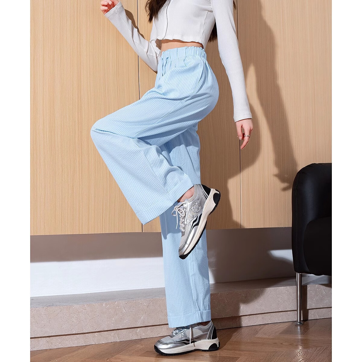 TonLion 2025 Spring Women's Loose Casual Striped Wide-Leg Pants