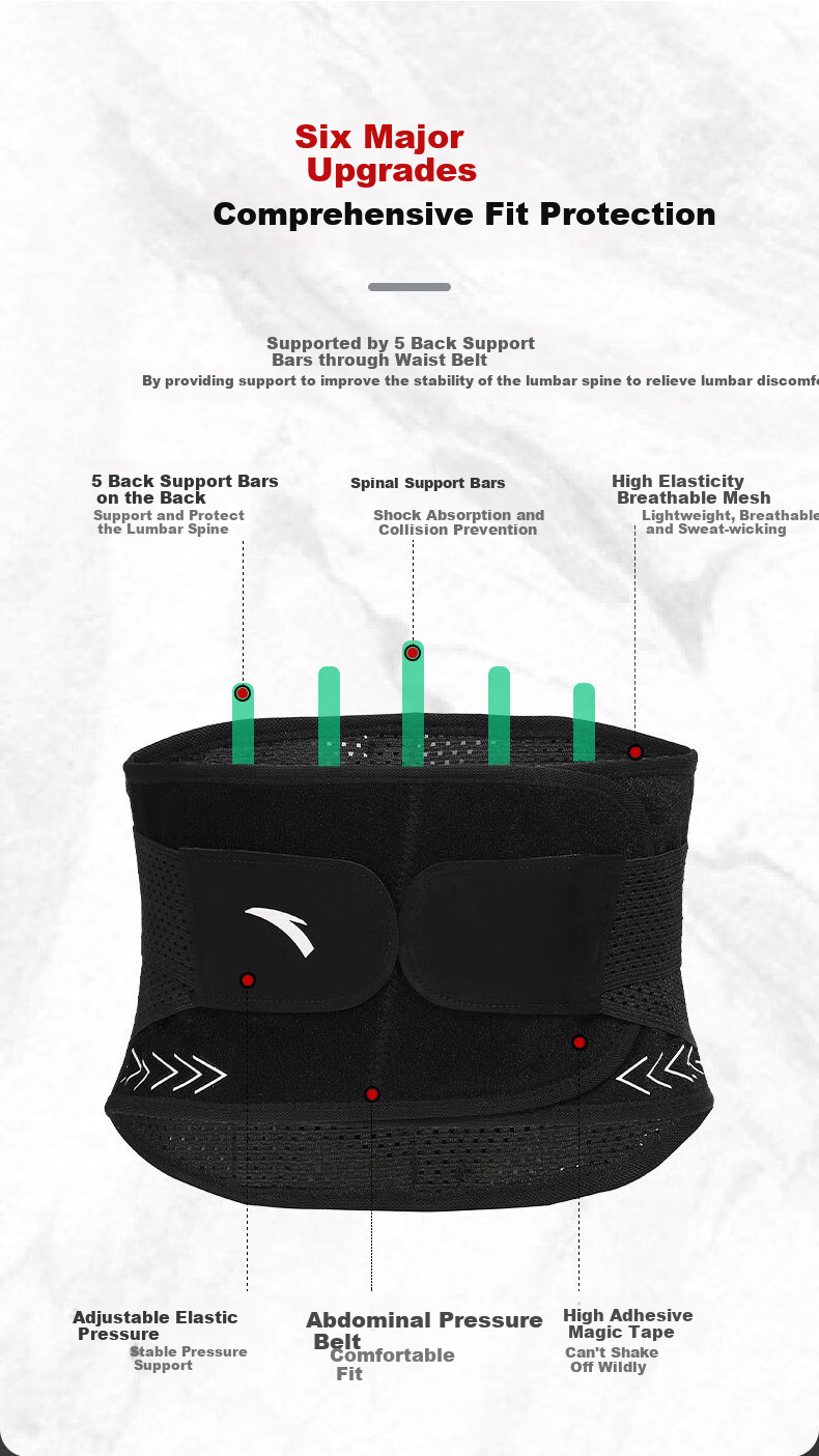 ANTA Back Support Belt for Men And Women, Universal Lumbar Disc Herniation Strain Prolonged Sitting Waist Belt Fitness Running Hiking Protective Waist Brace 2