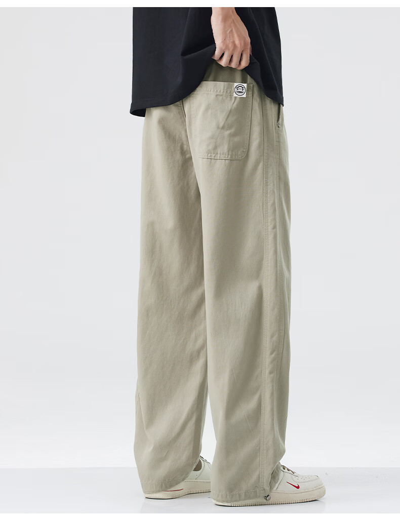 Paul Frank Tencel Lyocell Casual Pants for Men, New Autumn Style Loose Casual Cargo Straight-Leg Trousers, Khaki Regular Size 29 4