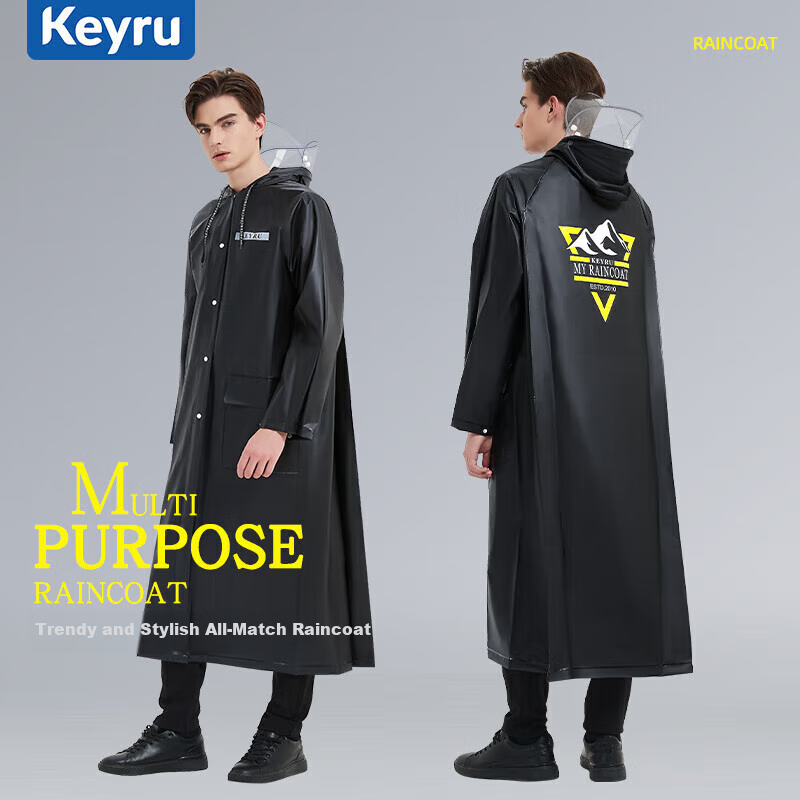 KEYRU Electric Bicycle Rain Poncho, One-Person Riding Suit, Adult Oversized Long Style Windbreaker, Full-Body Protection against Heavy Rai