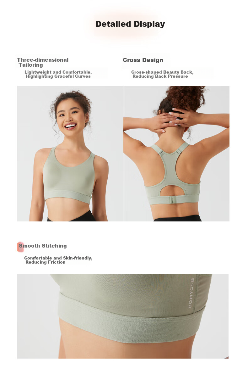 DECATHLON Women's Sports Bra, Wireless, Push-Up, Shock-Absorbing, Anti-Sagging, for Running, Beautiful Back Design - 4050490-L 10