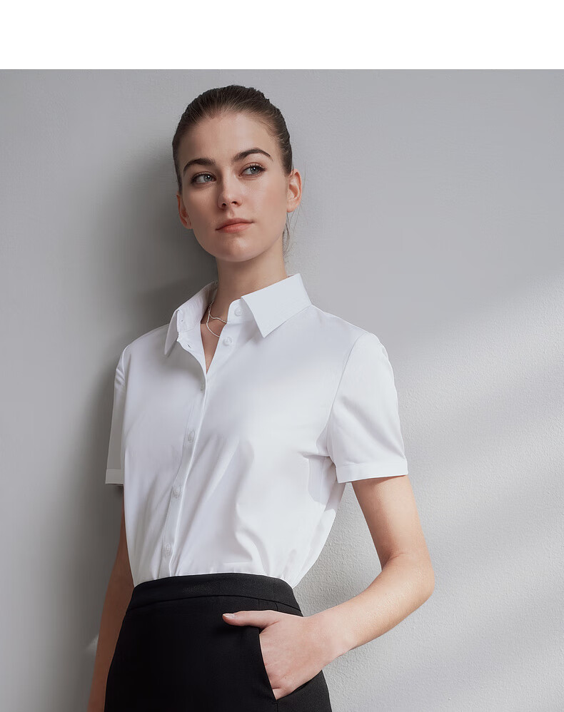 G2000 Modal Stretch Women's Short Sleeve Shirt with Bow Gift Spring Summer Mall Edition Ice Blue Size 38 2
