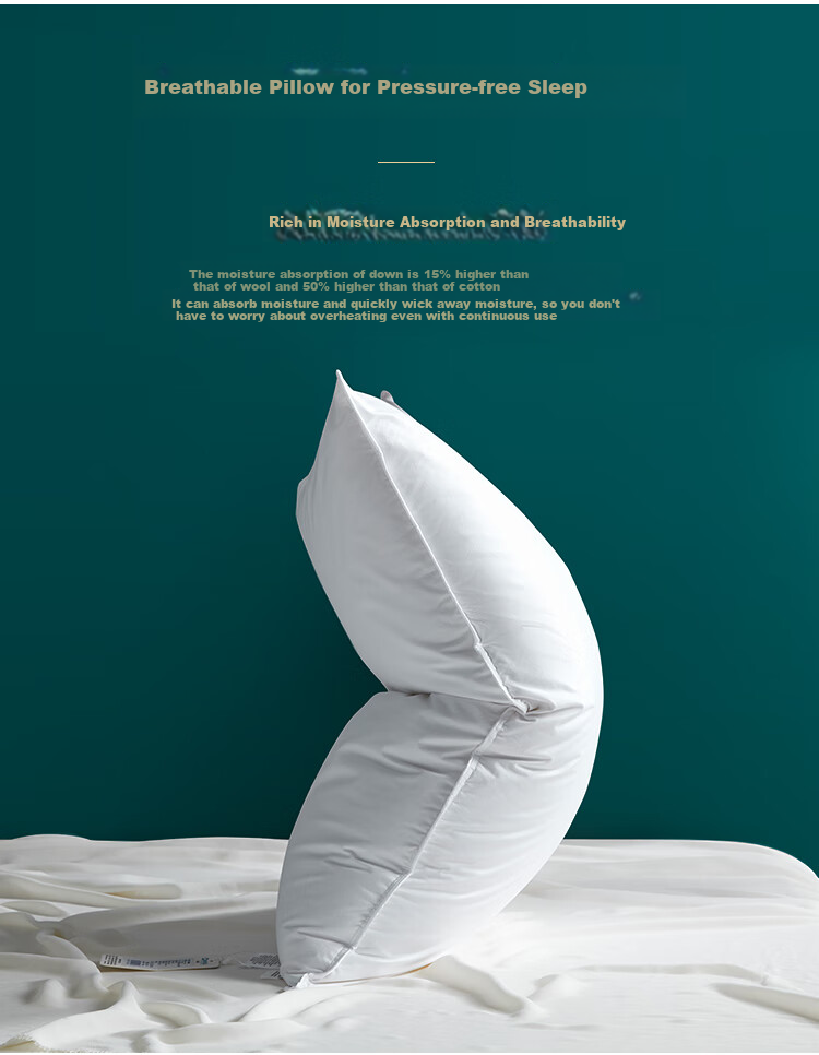 Downia Australian Pillow, Five-Star Hotel Down Pillow, 95% White Goose down Pillow, Soft Cotton Medium Pillow 74*48CM 9