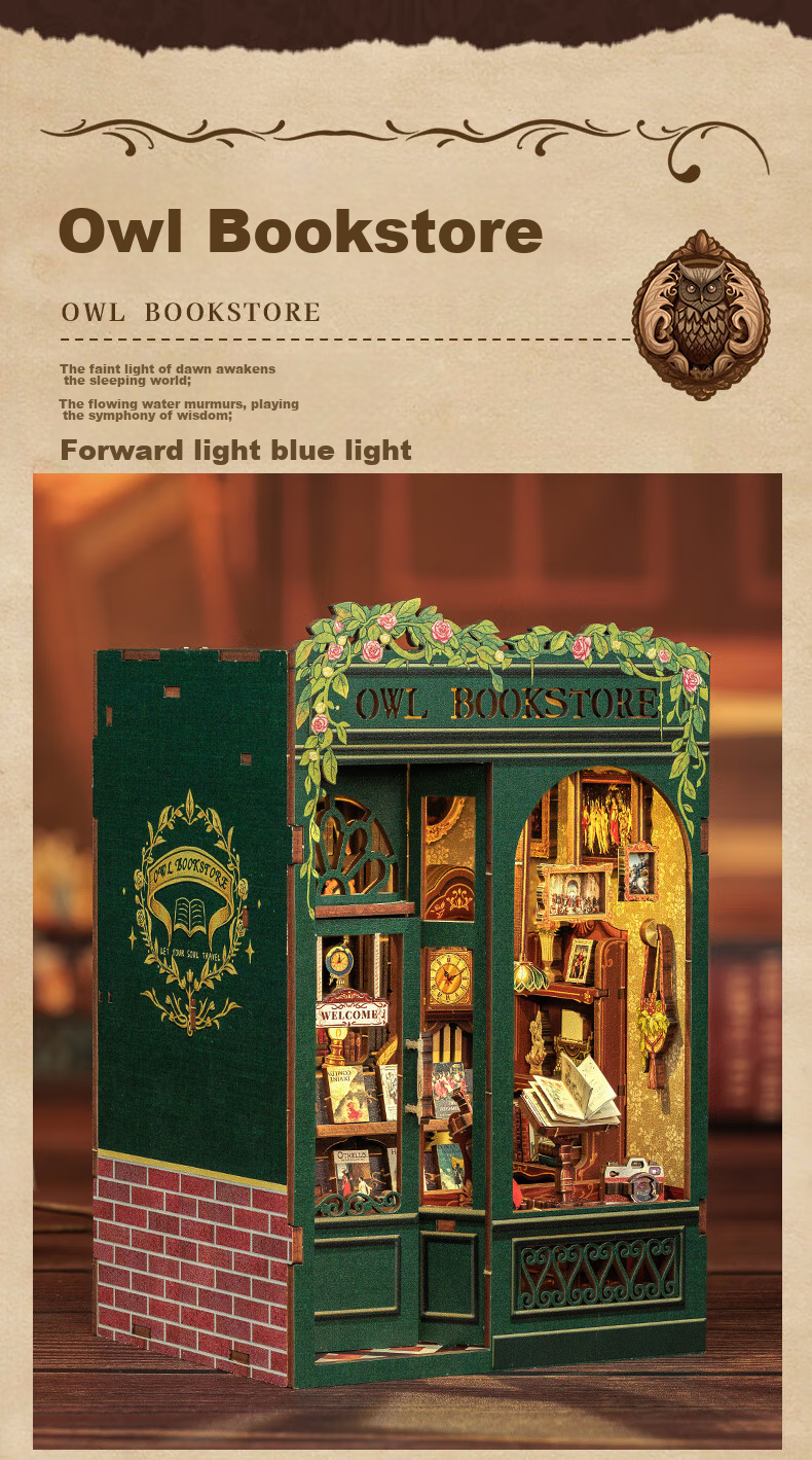 Cutebee [Birthday Gift] Bookstore Memories DIY Dollhouse, Exquisite Building Blocks Puzzle, Gift for Boys And Girls on Their Birthday 5