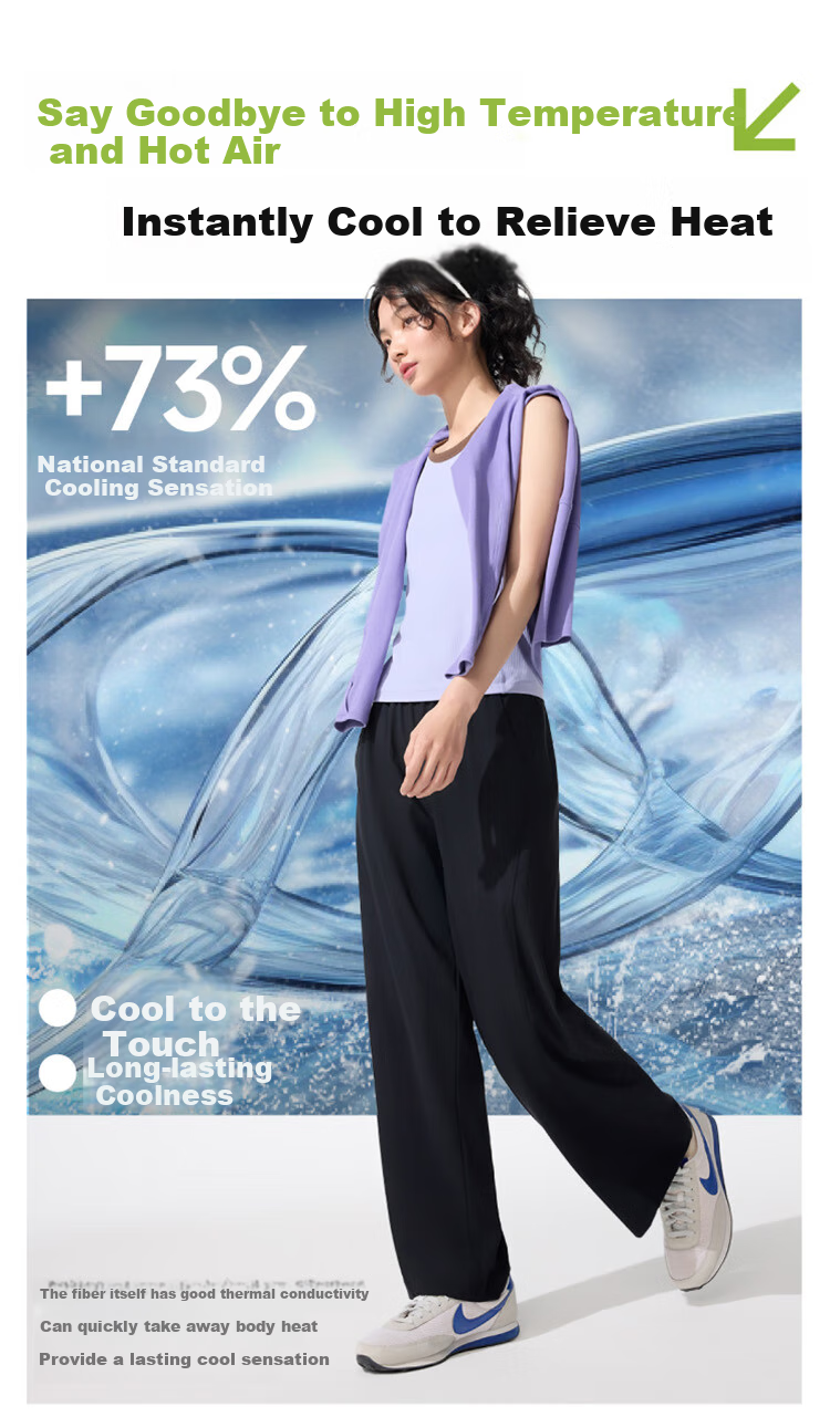 Beneunder Women's Wide-Leg Casual Pants with Elastic Ankle Cuffs, Sports Sun Protection Trousers, Ice Silk Quick-Dry Spring And Summer Style 25 Soft Support AL845 6