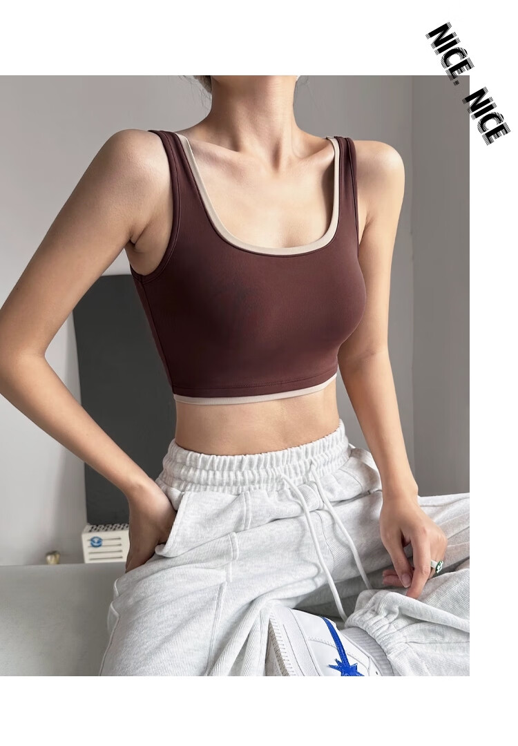 Ziyouxi Women's Summer Thin Vest with Built-in Chest Pad High-end Yoga Bra Running Fitness Training Top 14