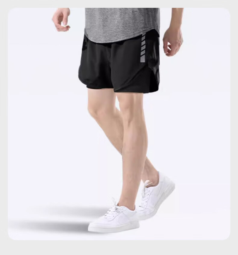 VICTORIATOURIST Men's Running Shorts with Sports Lining, Three-Quarter Length Track Pants, Indoor Professional Marathon Quick-Dry Two-In Fitness Shorts 13
