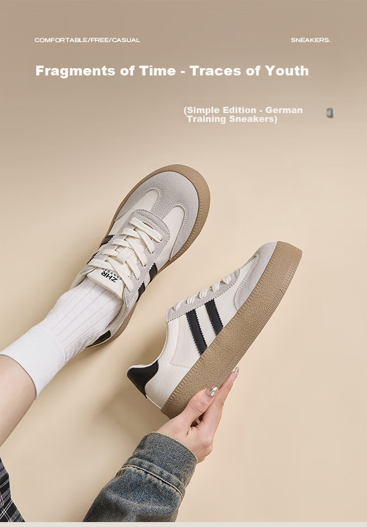 ZHR Women's Lightweight Breathable Mesh Training Shoes Thick Sole Height Increasing Casual Shoes KS75E Beige Black Size 38 1