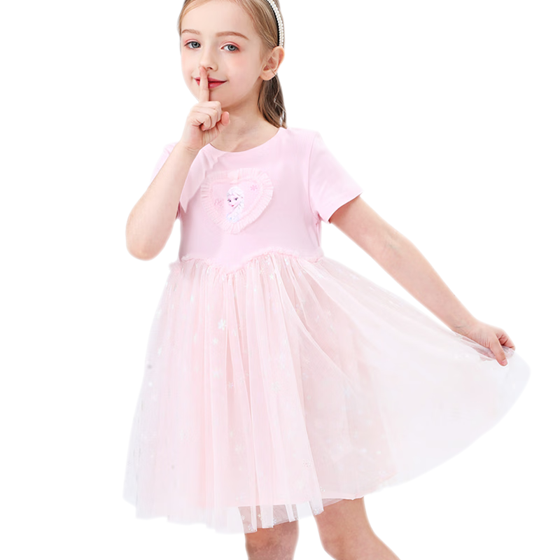 Disney Girls' Dress, Elsa Frozen Princess Dress, Summer Mesh Skirt, Lightweight, Stylish for Girls, RZ0135 Blue 140