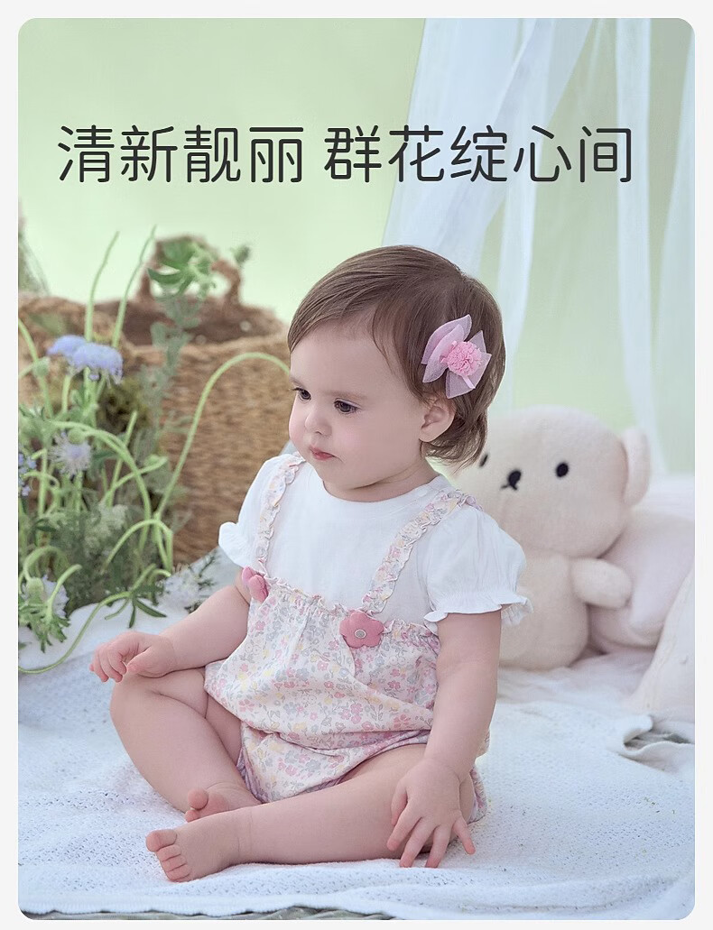 DAVE & BELLA Newborn Romper Summer Outfit, New Baby Girl Thin Cotton Floral Knit Onesie 1