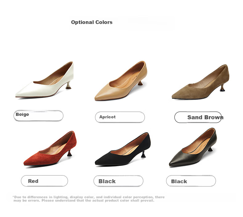 PT'SON Cat And Black High Heels for Women, Spring And Autumn Soft Sheepskin Work Shoes, Commuter Low-Cut Pumps, Red, Size 34 4