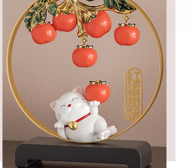 Heshengtang Auspicious Fortune Cat Treasure Bowl Ornament New Chinese Style Living Room Entrance Reception Opening Housewarming Gift Decoration 11