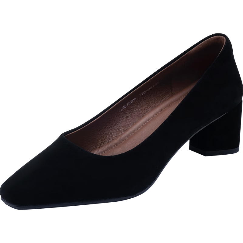 SATCHI Women's Elegant Sheepskin Low-Cut Pumps 2025 Spring New Chunky Heel Professional Commuter Shoes for Moms