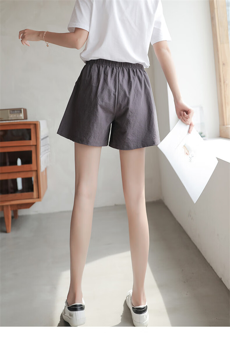 LangSha Cotton And Linen Shorts for Women, Summer A-Line Style, Plus Size, Sports Shorts, Versatile High-Waist Loose Casual Wide-Leg Hot Pants 18