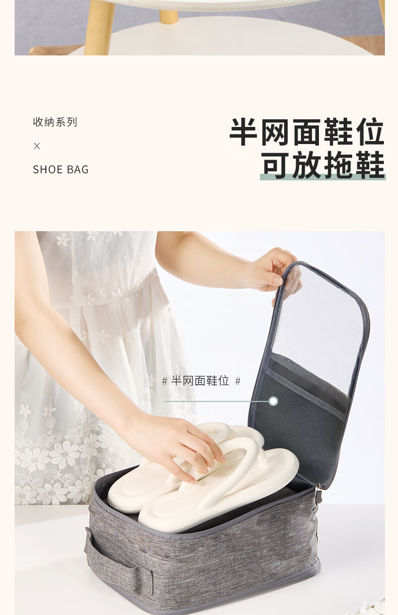 Etravel Travel Shoe Storage Bag Hanging Shoe Organizer for Luggage Multi-Pair Travel Home Shoe Bag Gray 3