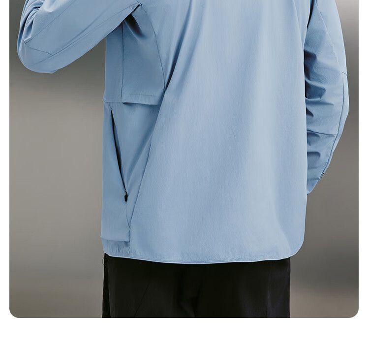JD Jingzao Men's Sports Jacket Stand Collar Spring Outdoor Running Lightweight Quick-Dry Breathable Top Light Blue 2XL 17