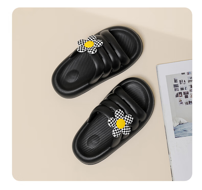 JD Original Sunflower EVA Children's Slippers Summer Boys Girls Cartoon Bath Infant Sandals Black 30-31 20