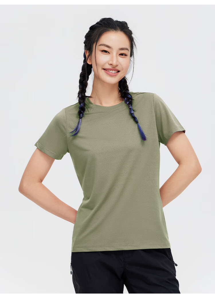 Toread Women's Quick-Dry T-Shirt Summer Lightweight Bare-Feel Round Neck Running Sports Mesh Breathable Top Black M 25