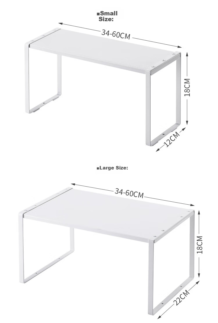 Ourunzhe Kitchen Storage Rack, Extendable Shelf 34-60cm, Cabinet Organizer, Stackable, Small Size in Off-White Color 1
