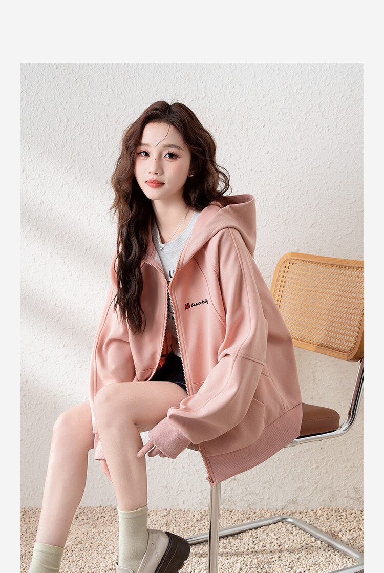 TonLion 2025 Spring Women's Hooded Short Letter Print Sweatshirt Jacket Off-White L 3