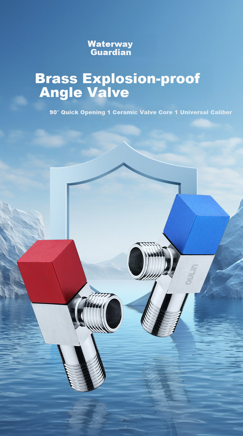 OULIN Angle Valve, Copper Triangular Valve, Thickened And Extended Hot And Cold Water Angle Valve, Figure-Eight Stop Valve, 1/2 Inch Diameter, 2-Piece Set, JF206 2