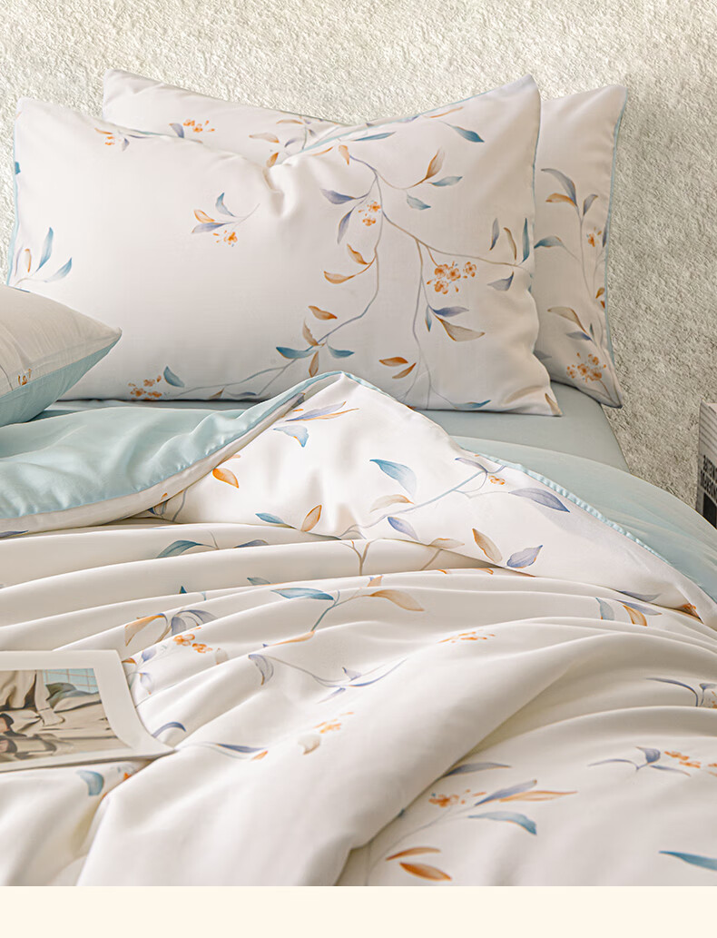 Wuyinliangpin 50s Lyocell Tencel Summer Bedding Set of Four Pieces for 1.5/1.8 Meter Bed, Duvet Cover 200*230cm, Elegant Style 10