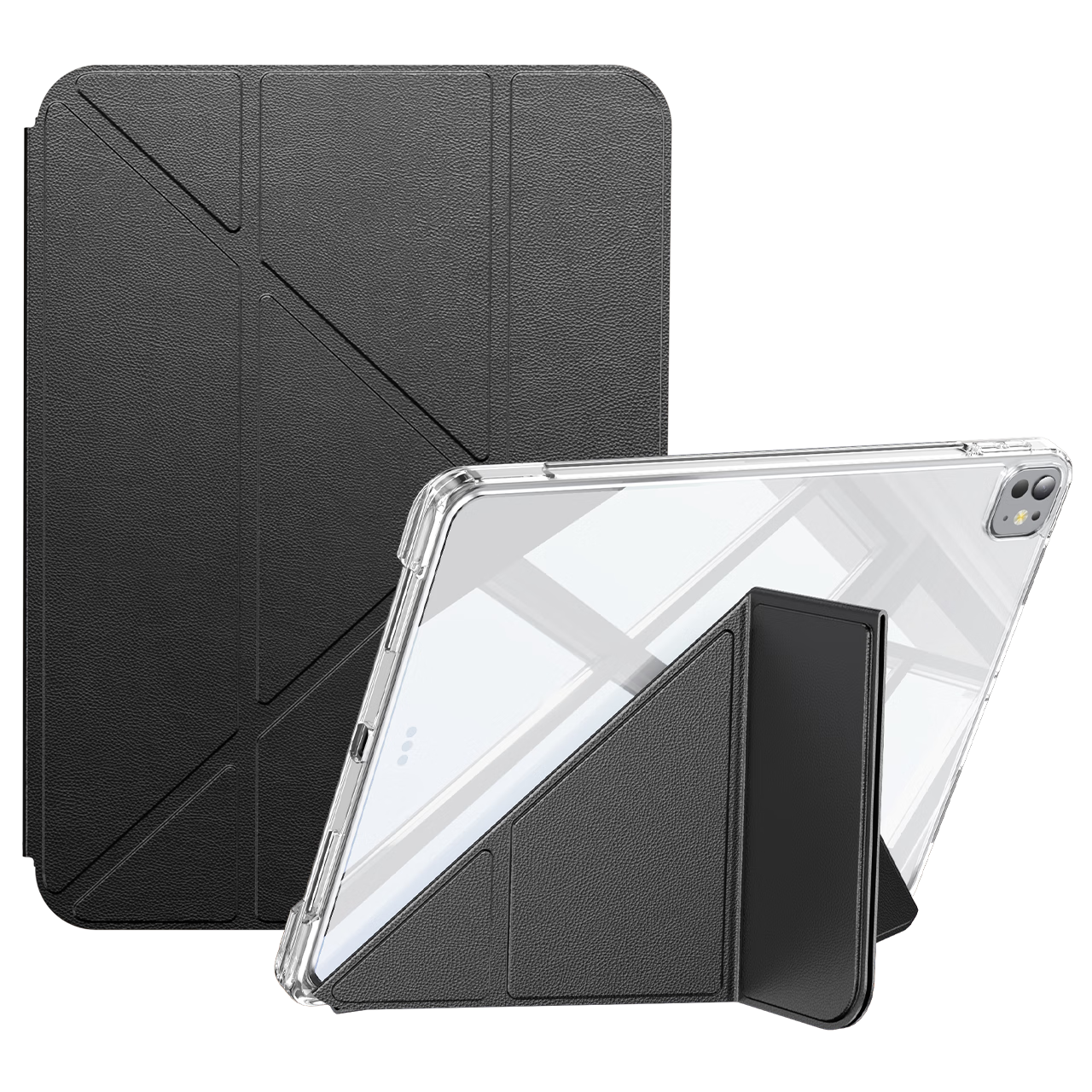 BIAZE Compatible with 2025/24 IPad Pro11 Case, Apple Tablet 11-Inch M5/M4 Universal Protective Cover with Detachable Front Cover, Slim Shockproof PB568 Diamond Black