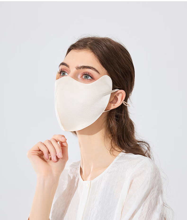FANCET 100% Mulberry Silk Face Mask for Women Spring Summer Eye Protection Breathable UV Sun Protection Face Cover 17