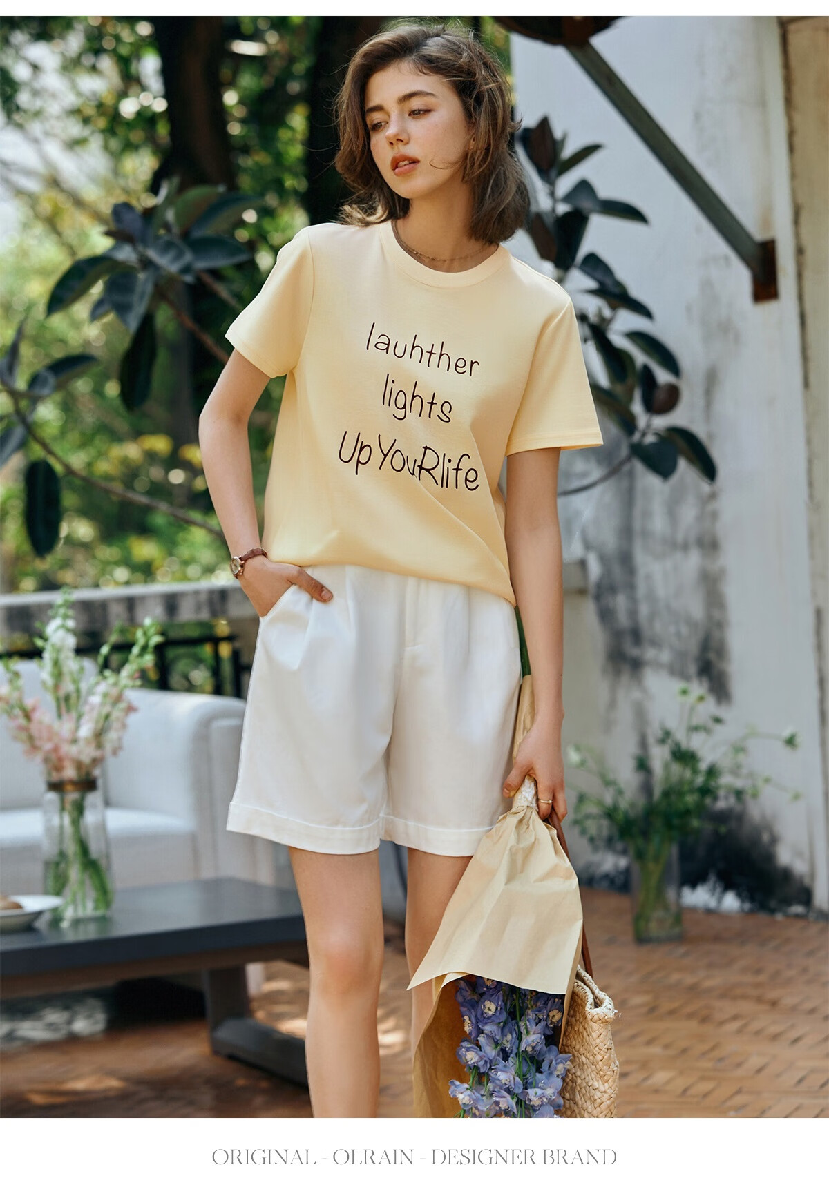 Oulain Letter Print Short-Sleeve T-Shirt, Women's Versatile Loose Casual Round Neck Top, Purple, S 27