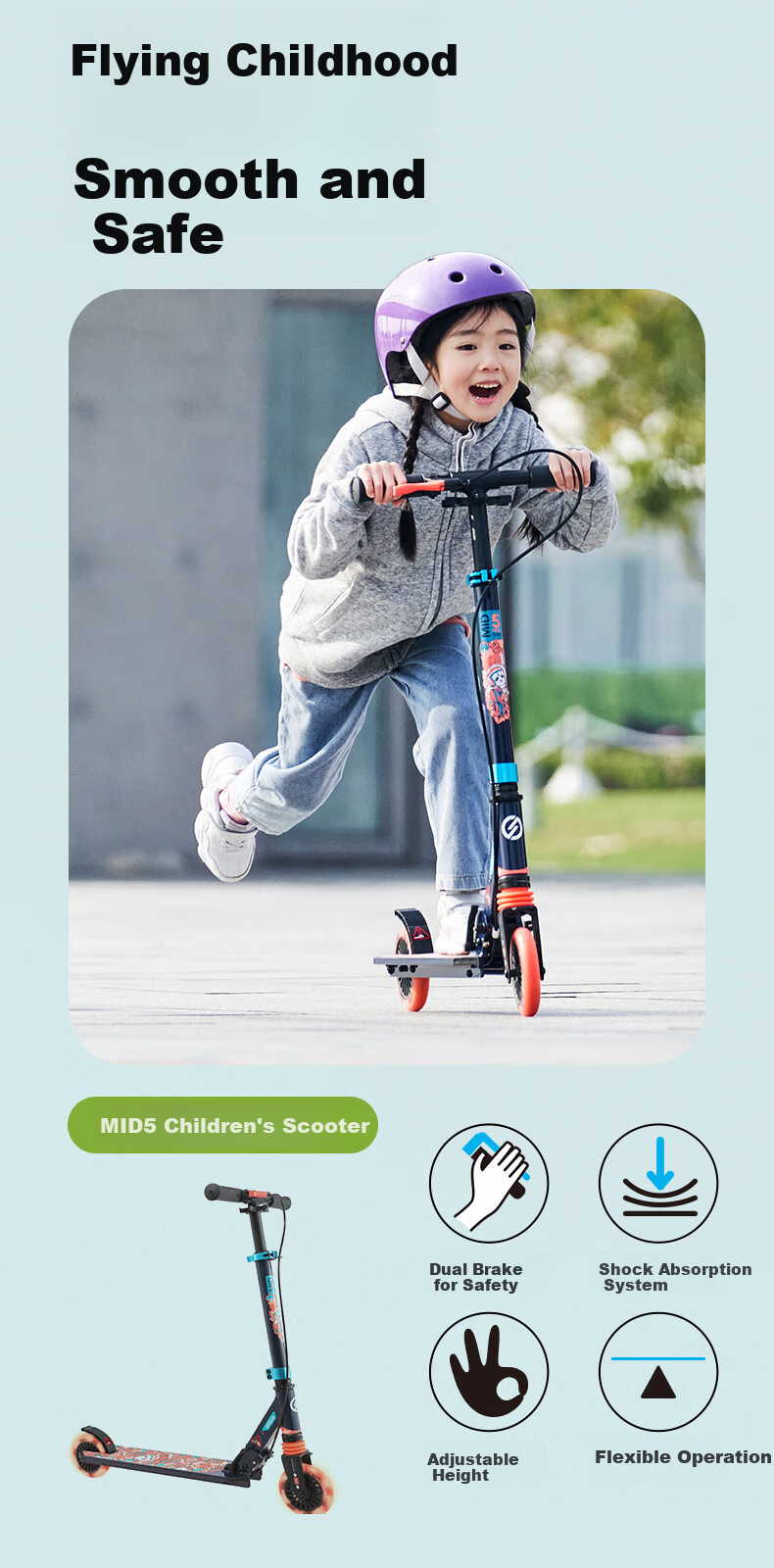 DECATHLON Scooter for Children, Two-Wheel High-End Version (With Light-Up Wheels) 4339159 2