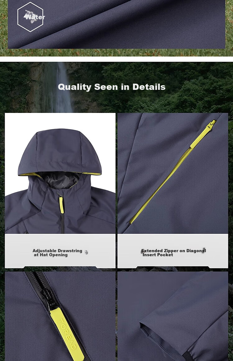 TOREAD Huang Jingyu's Same Style Mountain Hiking Soft Shell Jacket, Outdoor Breathable Windproof Waterproof Hiking Mountaineering Coat, Blue-Black, XXXL 6