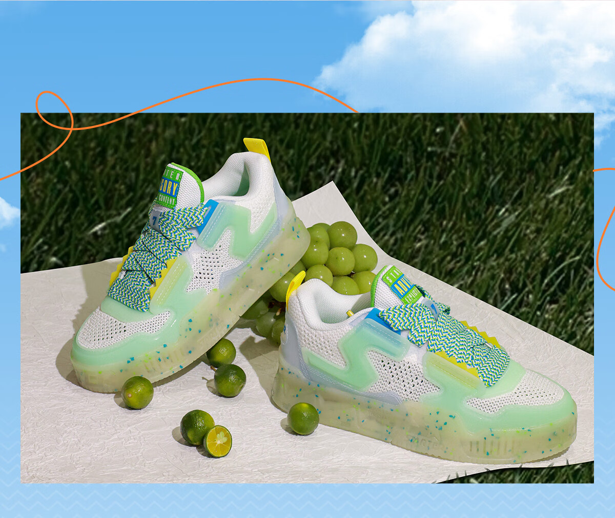 STARTER Ice Drink Series Glow-In Jelly Shoes Casual Sports Sneakers for Men And Women, Couples Matching Style Breathable Light Green Size 43 5