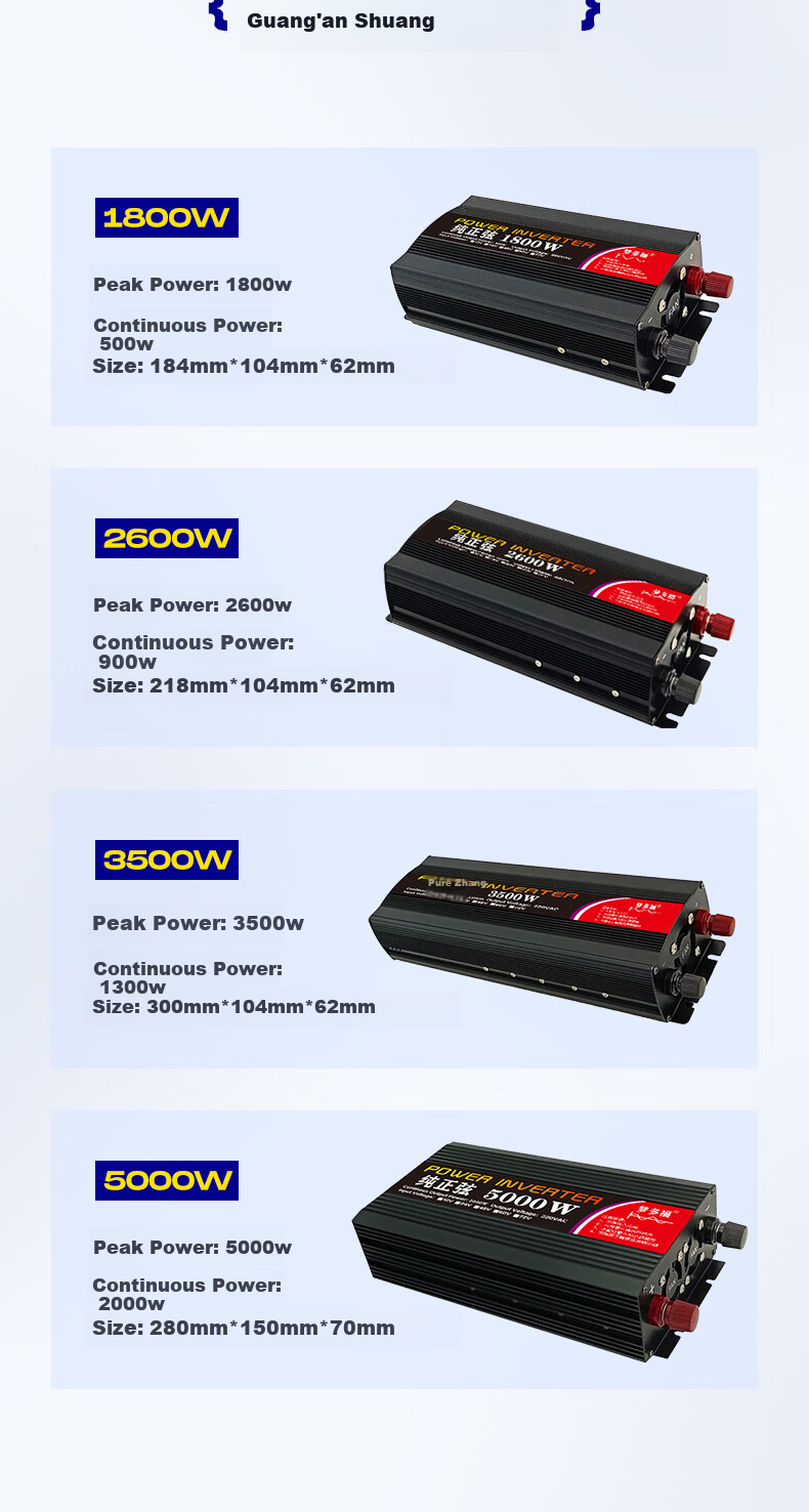 Mengduofu Car Power Inverter, 12V/24V to 220V High-Power Truck Power Converter, Pure Sine Wave for Tricycles And Street Vendors 18