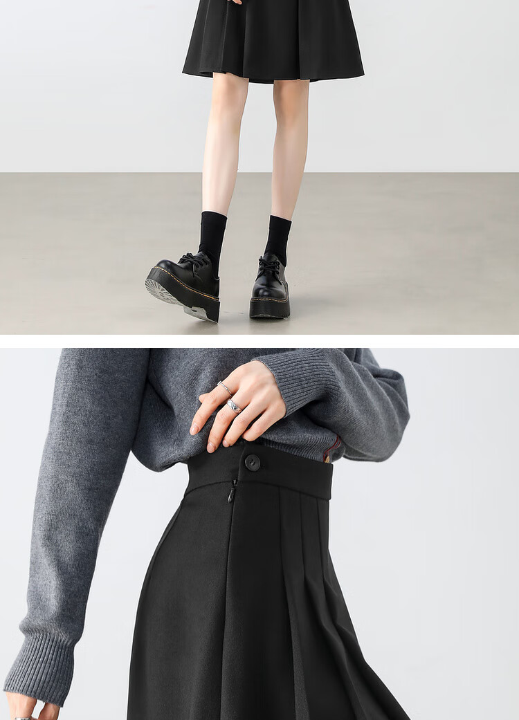 Sentubila Office Commute A-Line Skirt for Women, Spring And Autumn Women's Clothing, Gray Pleated Skirt, Petite Versatile Slimming Short Skirt 11