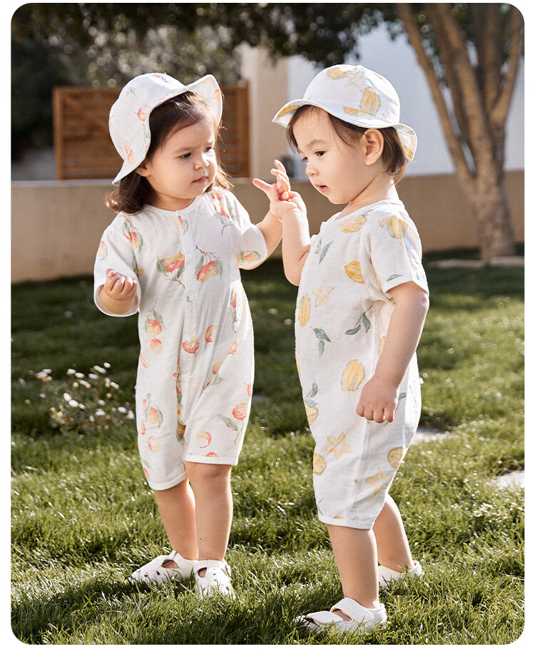 Wismorni Baby Muslin Short Sleeve Romper Summer Thin Infant Clothes Summer Jumpsuit Crawling Suit 6