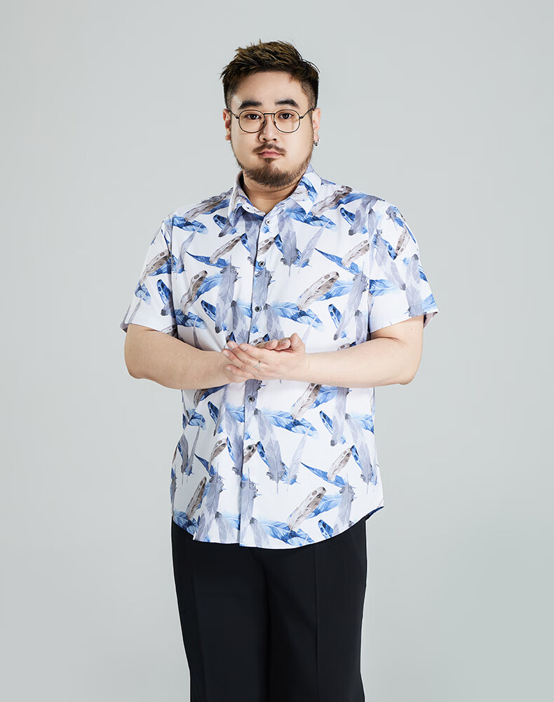 Ayoupang Summer Ice Silk Plus Size Short Sleeve Floral Shirt, Loose Fit, Large Size, Stretchy, Seamless, Casual Blouse 5