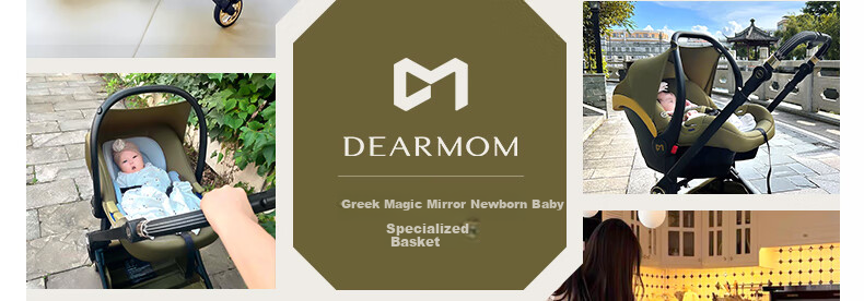 Dear Mom, Greek Magic Mirror Reversible Mechanical Backrest, Can Sit Or Lie Down, Lightweight Foldable, High Landscape, Stroller for Newborns And Infants, MAX 11