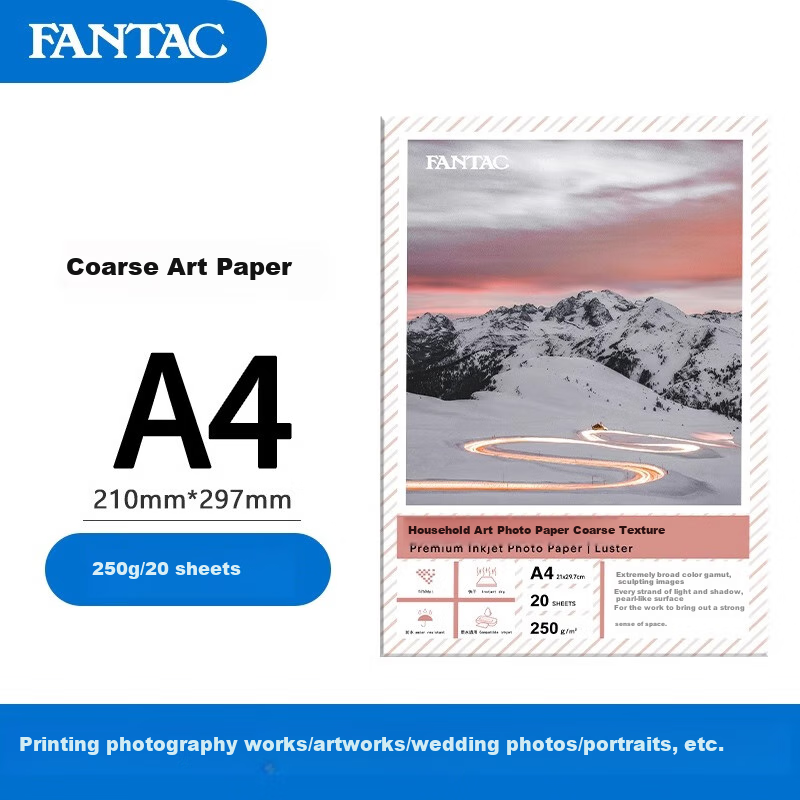 FANTAC Coarse Flock Illustration Art Paper, Photo Paper for Hand-Drawn Portraits And Photos, A4 Inkjet Printing Photo Paper, Matte Cardstock for Home Use, 20 Sheets, 9895-708