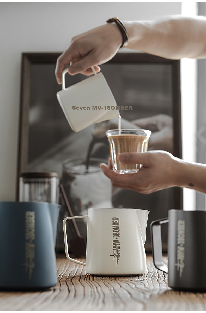 MHW-3BOMBER Gradient Pink Bomber 5.0 Latte Art Pitcher Crocodile Mouth Pointed Round Spout Professional Barista Milk Frothing Pitcher 21