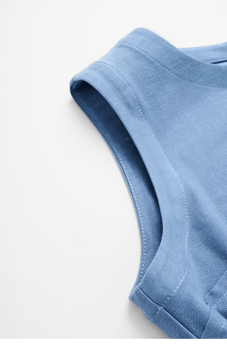 YANYEE Solid Color Vest Dress 2025 Summer Premium Blue Waist-Cinched Over-the-Knee Work Dress Blue M 17