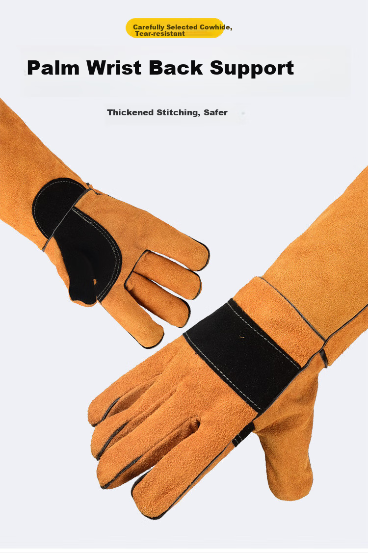 Beifute Anti-Bite Gloves, Scratch-Resistant Dog Bite Protection, Wear-Resistant Thickened Heat-Insulating Welding Gloves, Non-Slip Construction Site Gloves, 60CM Yellow 3