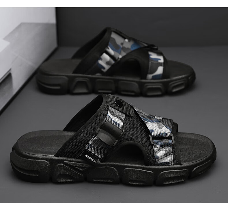 Huili Men's Sandals, 2025 Summer New Style, Breathable Thick-Soled, Versatile Outdoor Slippers, Casual Shoes for Men, Camouflage Black, Size 42 14