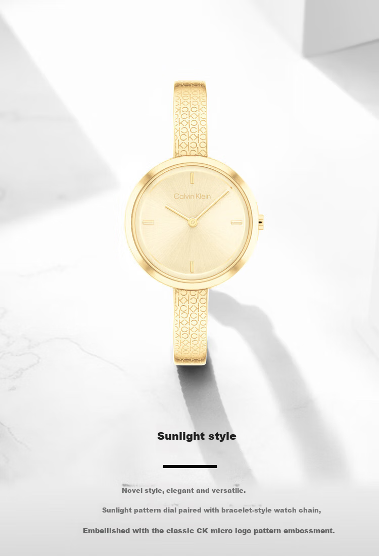 Calvin Klein CK Watch, Sunlight Model, Steel Strap Quartz Bracelet Design, Small Gold Watch, Women's Wristwatch, Goddess Day Gift, 25200182 1