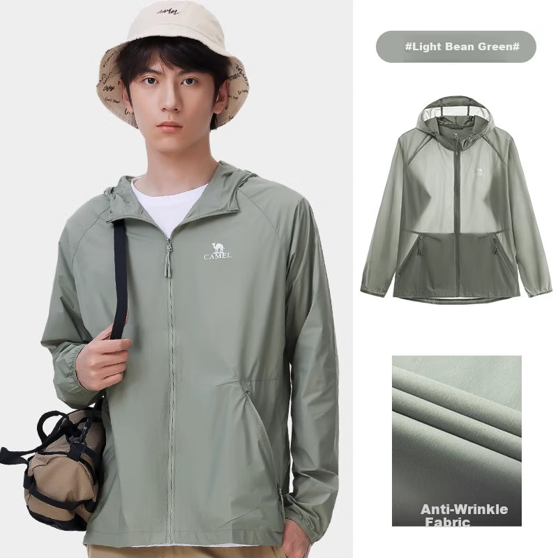 CAMEL Xiaoguangyi Sun Protection Jacket for Men, Outdoor Sun-Blocking Hooded Cool Fashion Casual Sun Protection Coat A012251005A