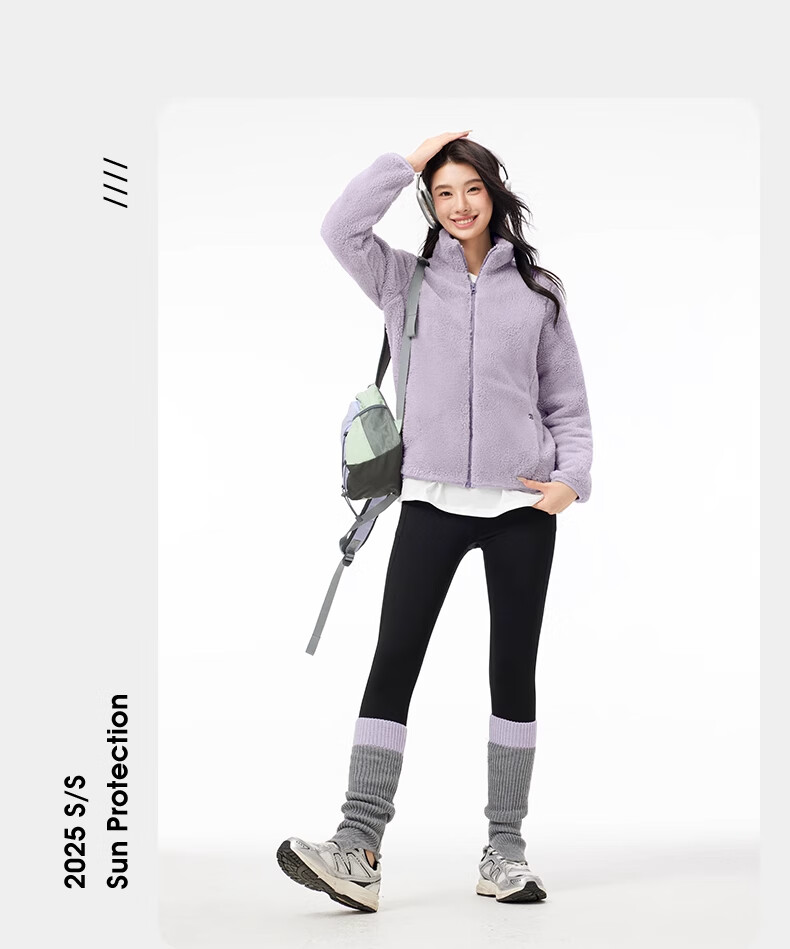 CAMEL Outdoor Fleece Jacket Long Sleeve Thickened Fleece Stand Collar Zip-up Fleece Coat Cold-resistant Jacket 5175A Light Frost White M 13