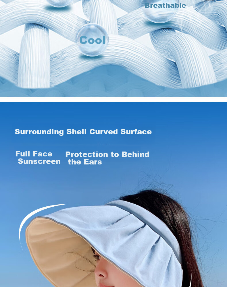 XUEXIMAN Sun Protection Hat for Women, Summer UV-Resistant Shell Sun Visor, Face-Covering Wide-Brimmed Cycling Cap 6
